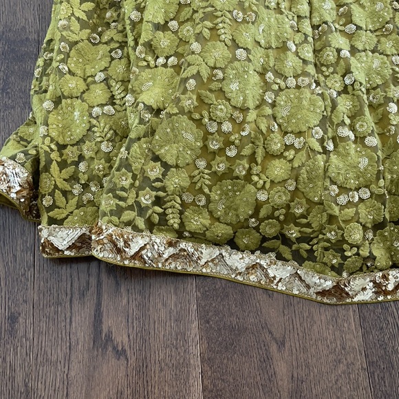 Indian lengha bottom  Forrest green gold details - Picture 2 of 6